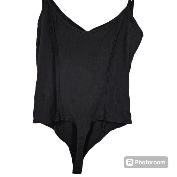 Intimately Free People Black Last Rose Bodysuit V-Neck Thong Size XL - Picture 6 of 11